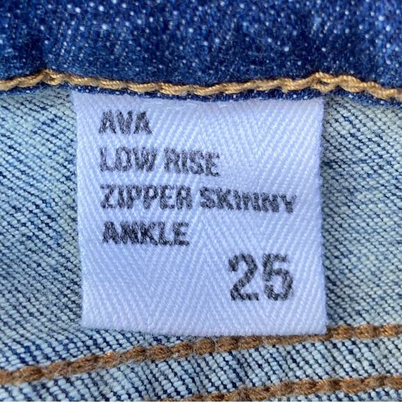 Eunina Ava Low Rise Zipper Skinny Ankle Stretch Blue Jeans Women’s Size 25 - Picture 7 of 9